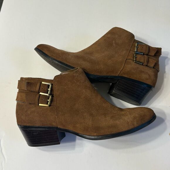 Sam Edelman Petal Ankle Bootie Brown Suede Buckle Zip Ankle Boot Size 7 - Picture 2 of 12